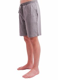 Graue Baumwollshorts mit elastischem Taillenbund und Kordelzug, ausgestattet mit Seitentaschen und dem "JOOP!"-Logo auf der linken Seite.