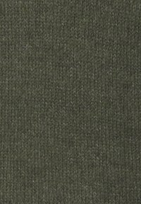 Gestrickter Stoff in tiefolivgrün mit einem strukturierten Muster und leichten Farbvariationen. Weiches, mittelschweres Material.