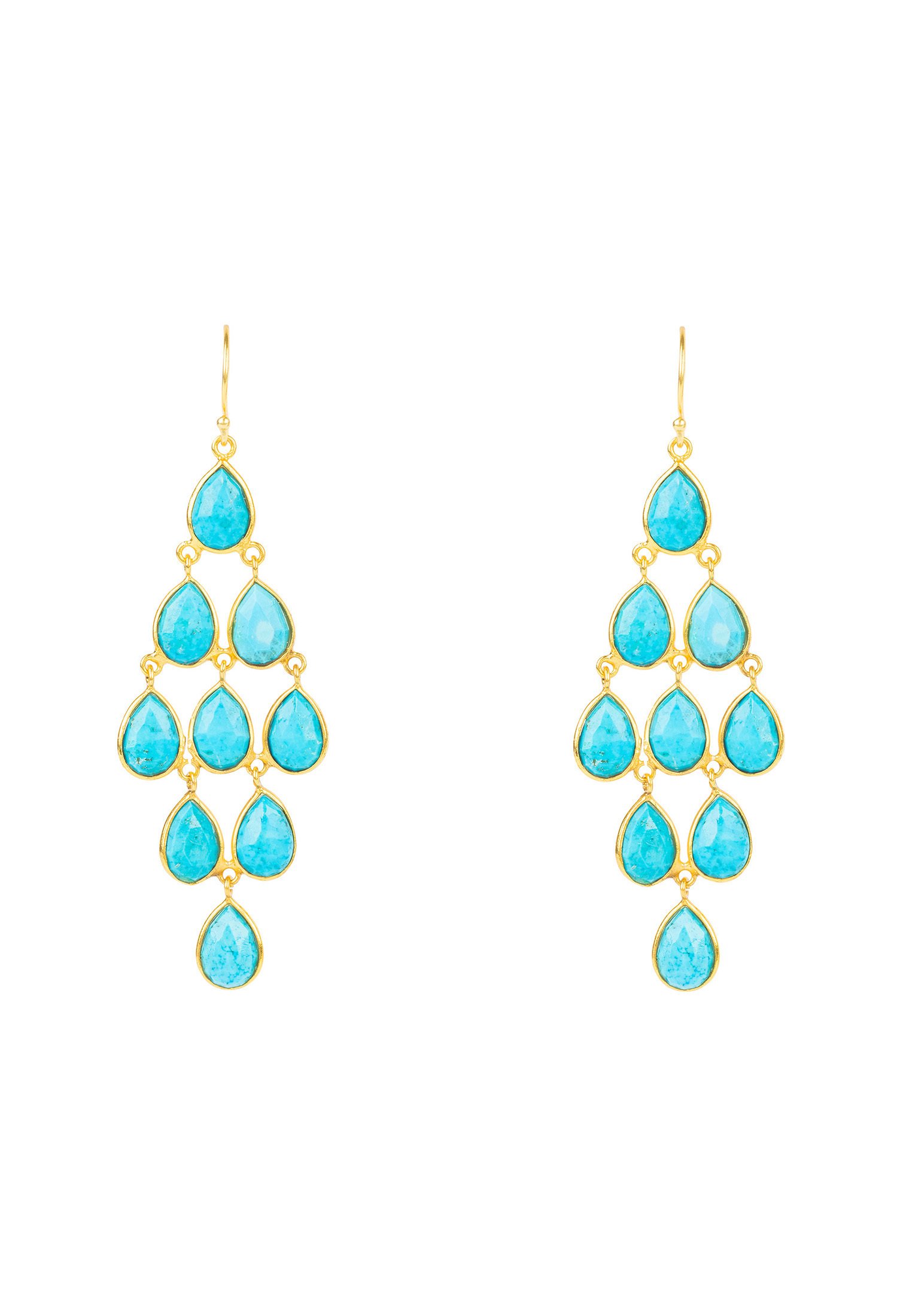 Latelita ERVIOLA GEMSTONE CASCADE EARRINGS GOLD TURQUOISE - Orecchini