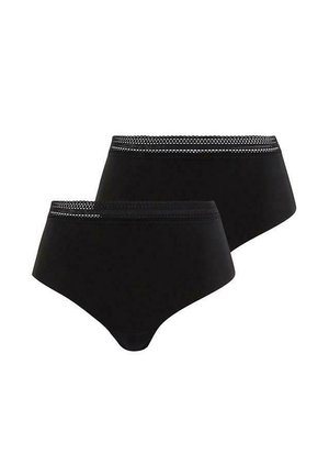 Mutande alte nere in tessuto liscio, con cintura testurizzata a contrasto e design semplice e senza cuciture. Inclusi due pezzi.