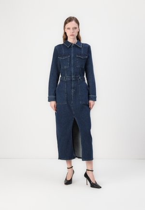 Good American FIT FOR SUCCESS LONG SLEEVE MIDI DRESS - Dongerikjole - indigo