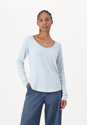 Marc O'Polo DENIM RAW CUT EDGE NECK - Pikkade varrukatega topp - dawn sky