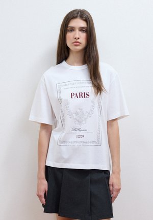 Les Copains, CREW-NECK T-SHIRT WITH PRINT, RELAXED FIT - T-shirt con stampa - white