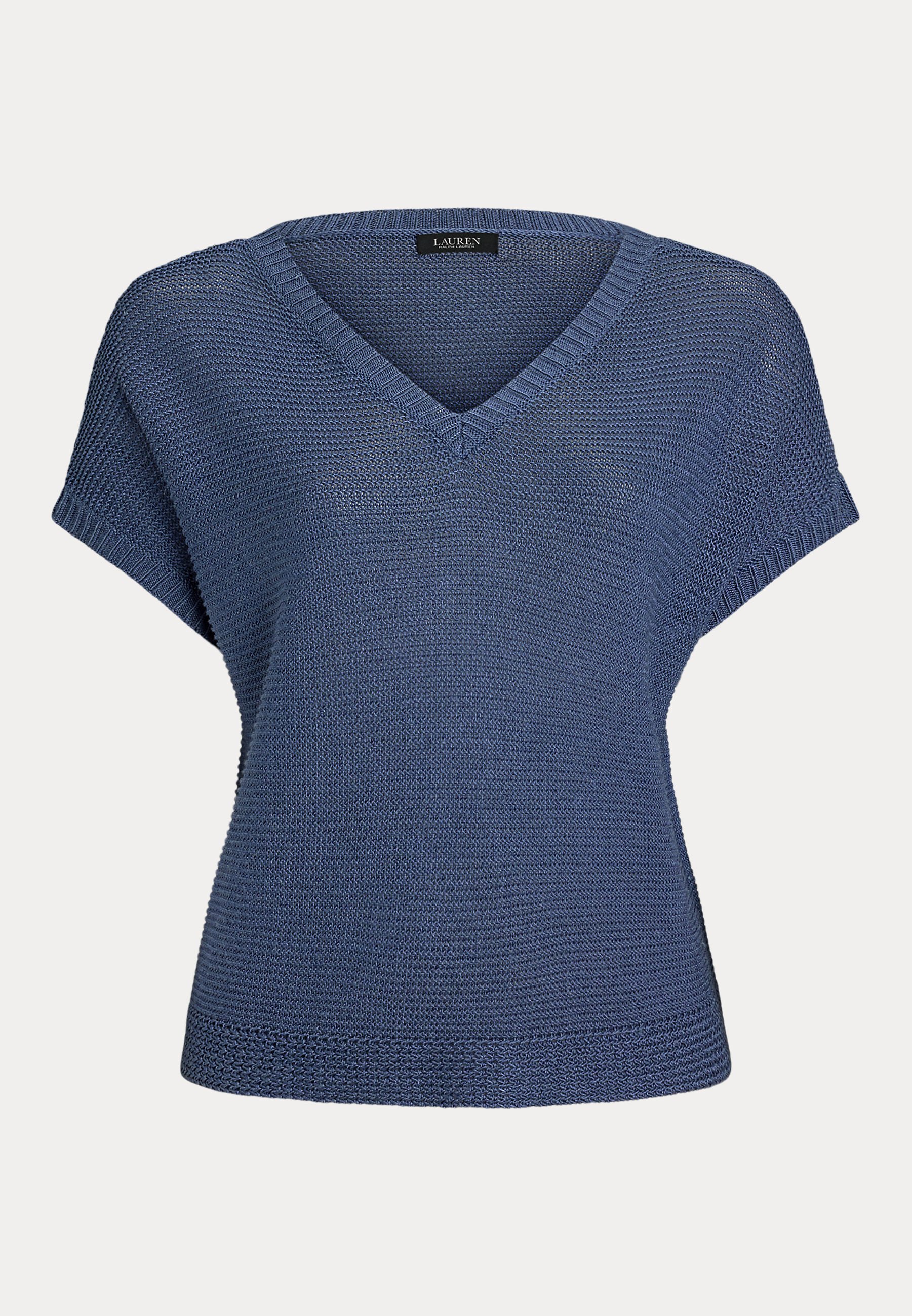 ラルフ・ローレン Lauren Ralph Lauren Linen-Blend Short-Sleeve V-Neck Sweater レディース Lauren Ralph Lauren Plus Size Linen Blend V-Neck Short
