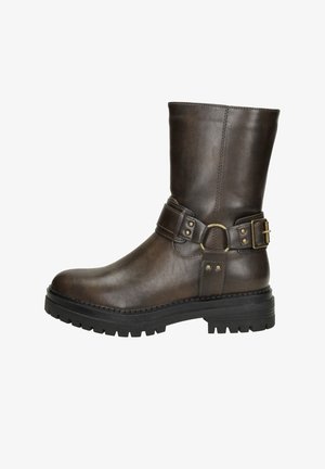 SUB55 Enkellaarsjes met plateauzool - donkerbruin