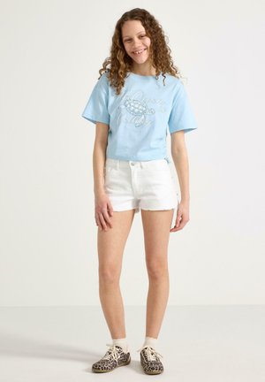 Lindex, LINDEX CROPPED TOP WITH SHORT SLEEVES LINDEX - Printtipaita - blue
