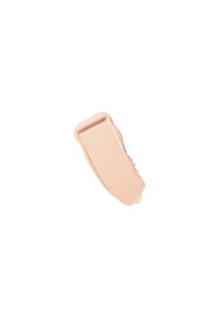 Vloeibare foundation swatch in lichtbeige, met een gladde textuur, een iets glanzende afwerking en een rechthoekige vorm.