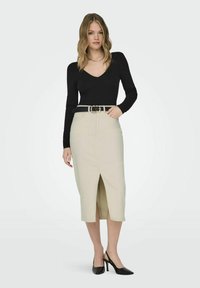 ONLY SIRI FRONT SLIT - Puzdrová sukňa - ecru