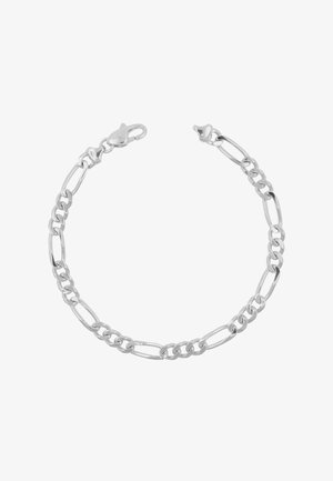 Silbernes Figaro-Kettenarmband mit abwechselnd kleinen und länglichen ovalen Gliedern, mit Karabinerverschluss.