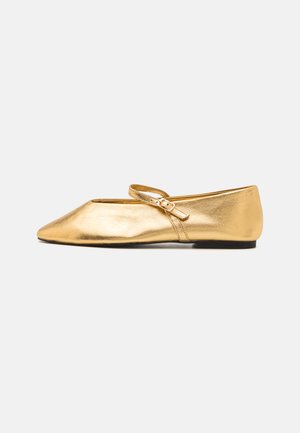 Ankle strap ballet pumps - gold