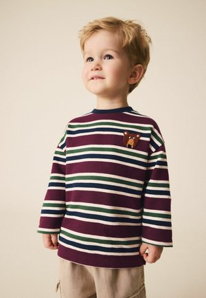 Next, REGULAR FIT - LONG SLEEVE STRIPE T-SHIRT - Long sleeved top - berry navy textured sripe