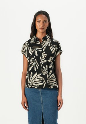 TOM TAILOR DENIM SHORTSLEEVE  - Skjorte - abstract black/beige