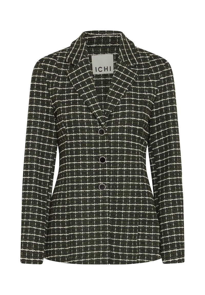 ICHI KATE CLOULE - Blazer - rifle green check/dark green - Zalando