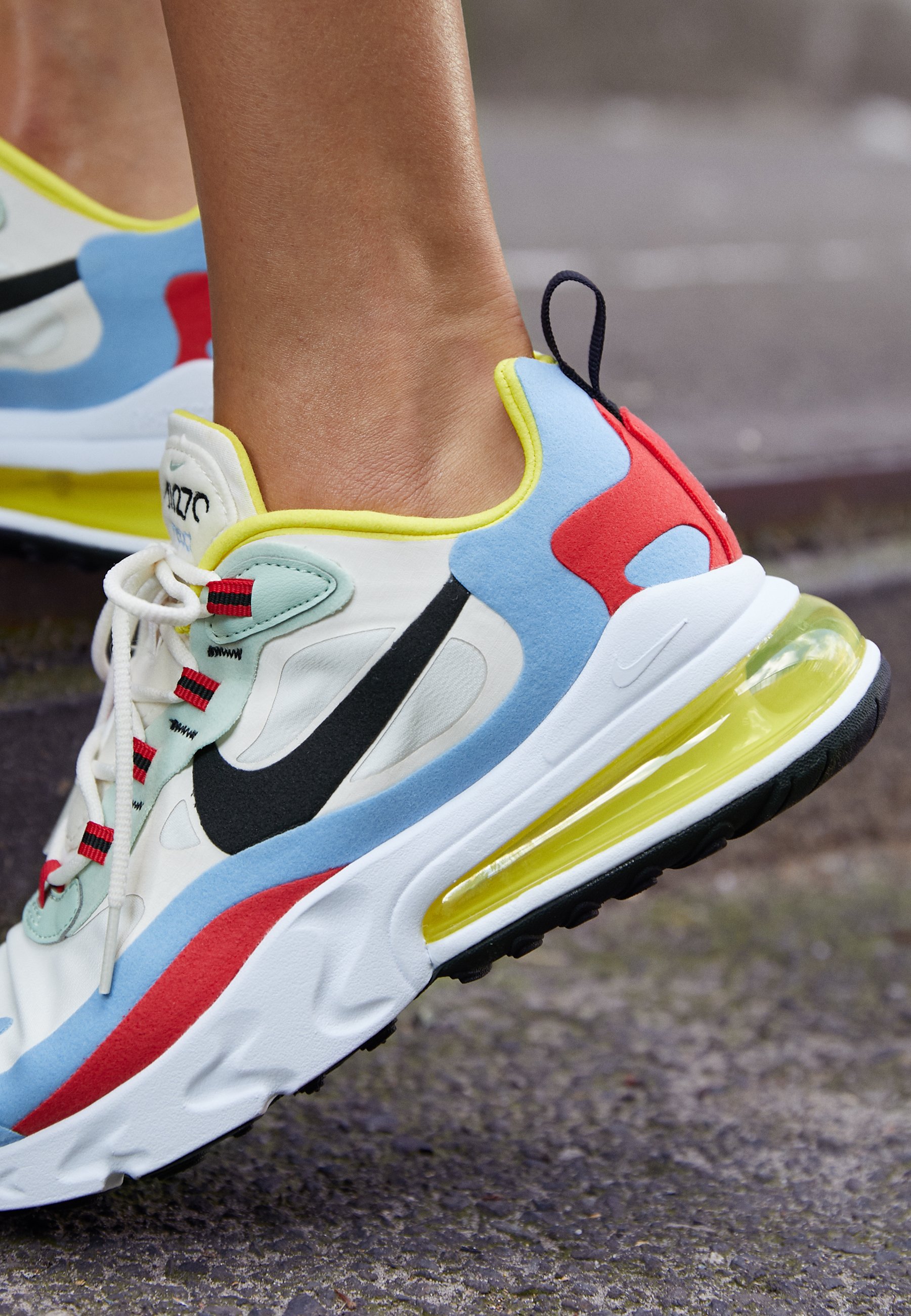 nike red white and blue air max 270 react sneakers