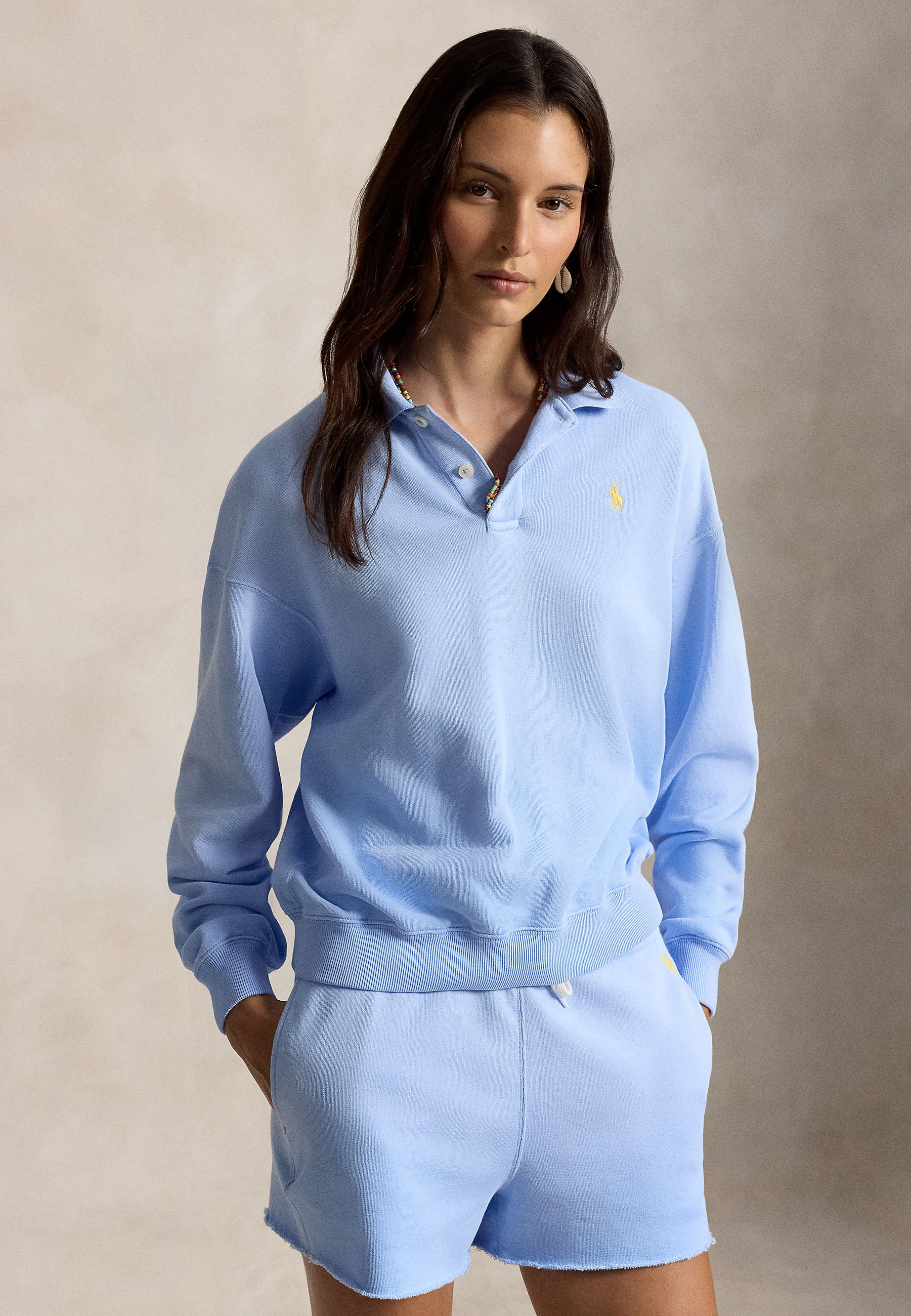 Polo Ralph Lauren WIMBLEDON FLEECE LONG SLEEVE POLO SHIRT - Long