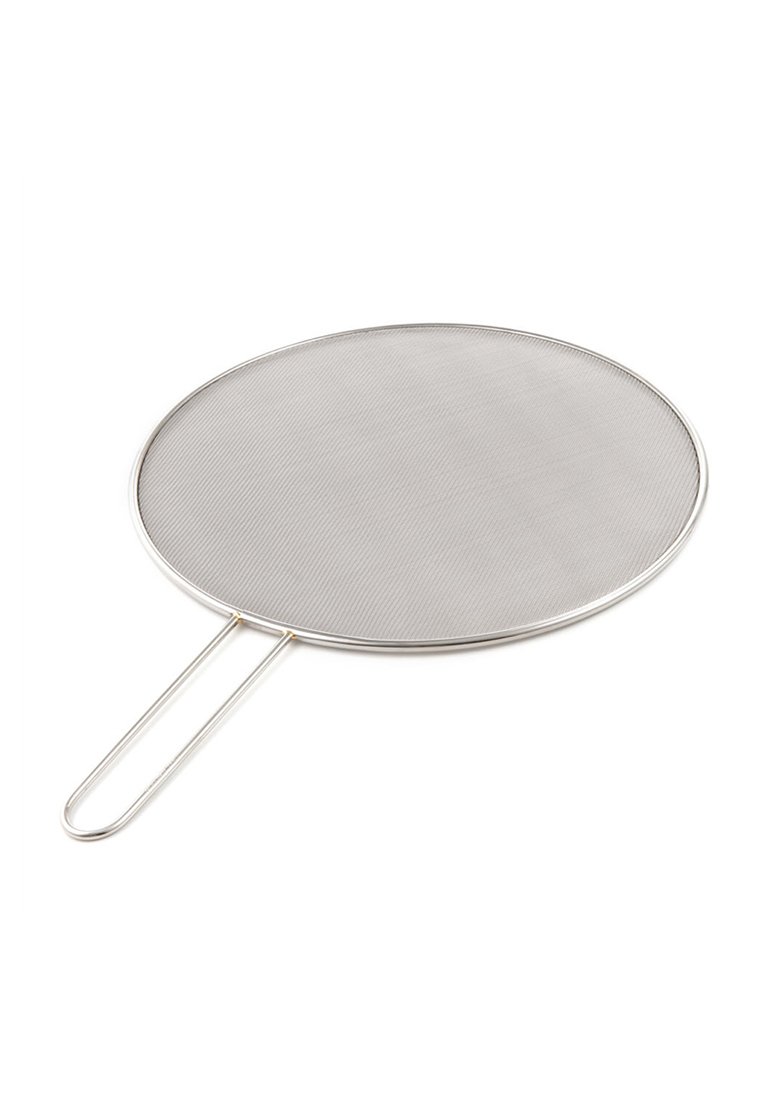 Rundes Edelstahlsieb mit feiner Maschenstruktur und zwei Metallgriffen für einen einfachen Halt.
