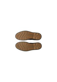 Suola in gomma marrone con un motivo a intaglio tatuato, caratterizzata da diverse scanalature e protuberanze per una migliore aderenza. La suola presenta un bordo nero.