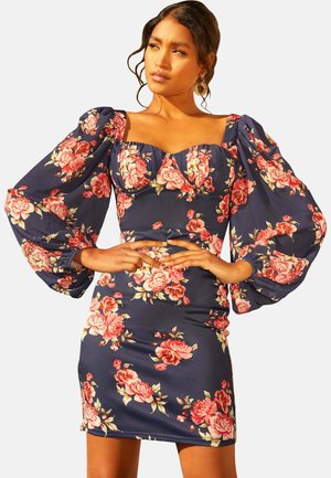 BALLOON SLEEVE FLORAL - Etui-jurk - blue