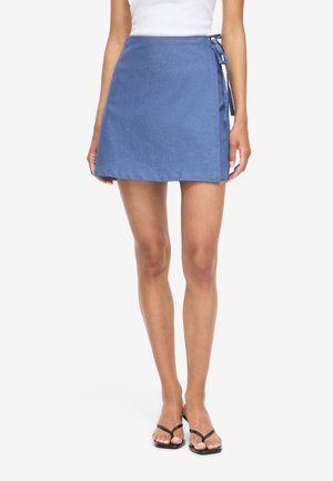 Noisy May WICKELROCK NMNICKI MINI - A-lijn rok - medium blue denim