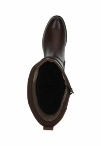 Bruine leren enkelboot met een ronde neus, een gladde afwerking, ritssluiting aan de zijkant en een zachte binnenvoering voor comfort.