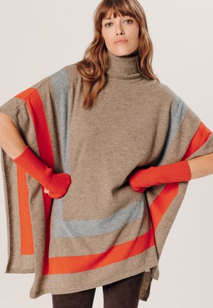 Poncho - beige red and blue