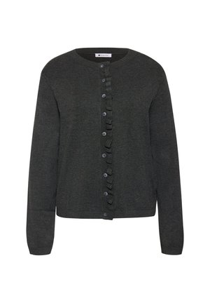 Street One, CARDIGAN WITH A ROUND NECK AND RUFFLE DETAILS - Gilet - armor grey mel