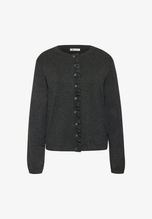Street One, CARDIGAN WITH A ROUND NECK AND RUFFLE DETAILS - Gilet - armor grey mel