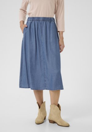 Cream A-line skirt - toronto medium blue denim