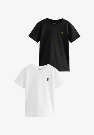 Next, REGULAR FIT - SHORT SLEEVE STAG EMBROIDERED 2 PACK - Camiseta básica - black white