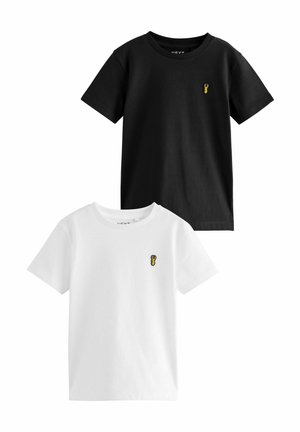 Next REGULAR FIT - SHORT SLEEVE STAG EMBROIDERED 2 PACK - Camiseta básica - black white
