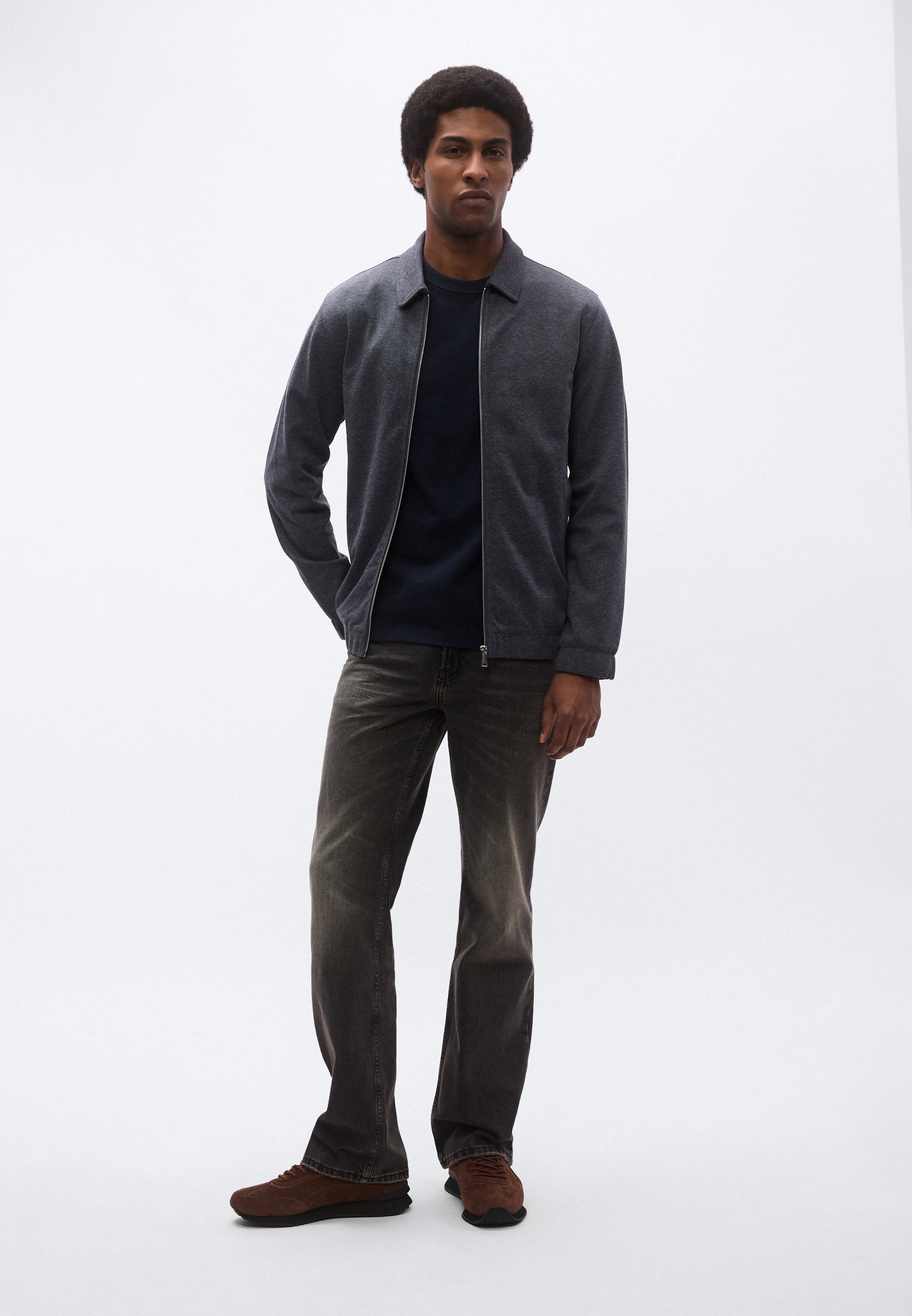 ジャケット・アウター phlannel Summer Loop Yarn Trucker Jacket Lindbergh SUPERFLEX ZIP-THROUGH JACKET - Summer jacket - blue mix