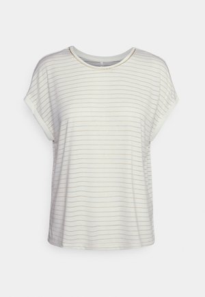 ONLKARLA O NECK GLITTER - Print T-shirt - cloud dancer/gold