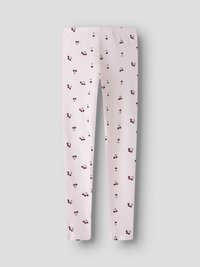 Ροζ ανοιχτό παιδικό κολάν με μοτίβο κερασιών σε σκούρο κόκκινο και πράσινα κοτσάνια, απλωμένο επίπεδα σε γκρι φόντο.