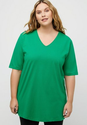 Ulla Popken V-AUSSCHNITT, HALBARM - T-Shirt basic - smaragdgrün