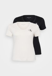 MONOLOGO V NECK TEE 2 PACK - T-shirts basic - moonbeam/black
