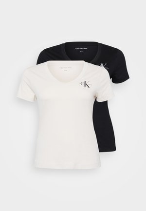MONOLOGO V NECK TEE 2 PACK - Lihtne T-särk - moonbeam/black