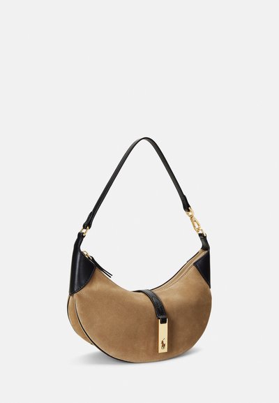Polo Ralph Lauren POLO ID SUEDE MINI SHOULDER BAG - Geantă de mână - light tan/black