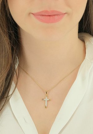 MUAU Schmuck, ANHÄNGER KREUZ BICOLOR 750/18K, 27X14MM UNISEX - Pendentif - bicolor