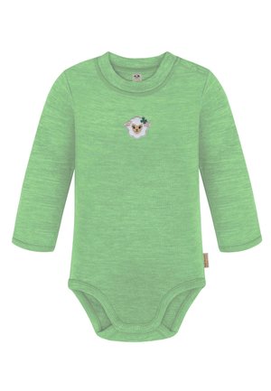 UNISEX MERINO WINTER LANGARM BODY STRAMPLER MIT KNOPF BODYSUIT EINTEILER 100 % MERINOWOLLE - Body - grün