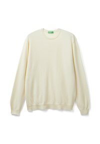 Crèmewit sweatshirt gemaakt van zacht stof, met een ronde halslijn, lange mouwen en ribgebreide manchetten en zoom voor een comfortabele pasvorm.