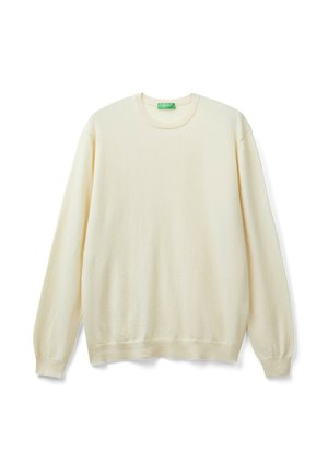 Sweatshirt color crema realizzato in morbido tessuto, con scollatura rotonda, maniche lunghe e polsini e orlo a coste per una vestibilità comoda.