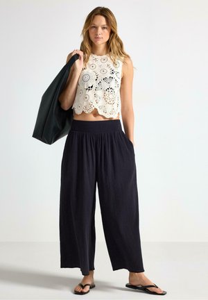 CROPPED WITH WIDE  - Pantaloni - black