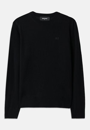Sweat-shirt noir à col rond fabriqué en tissu doux. Dispose de manches longues et d'un détail logo D2 subtil à l'avant. Design simple et classique.