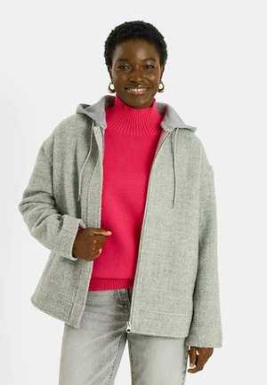 À CAPUCHE AMOVIBLE - Abrigo corto - gris chiné