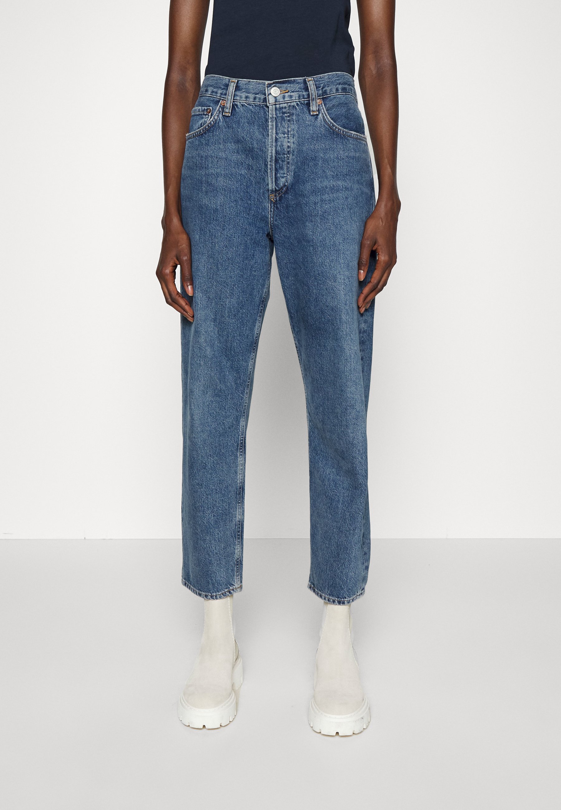 Agolde Denim Low-Rise Straight Jeans Wyman in Blau Damen Bekleidung Jeans Jeans mit gerader Passform