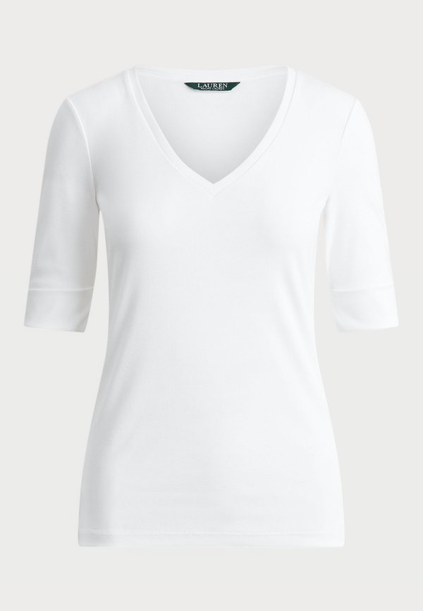 STRETCH COTTON ELBOW SLEEVE V NECK TEE - Basic T-shirt2