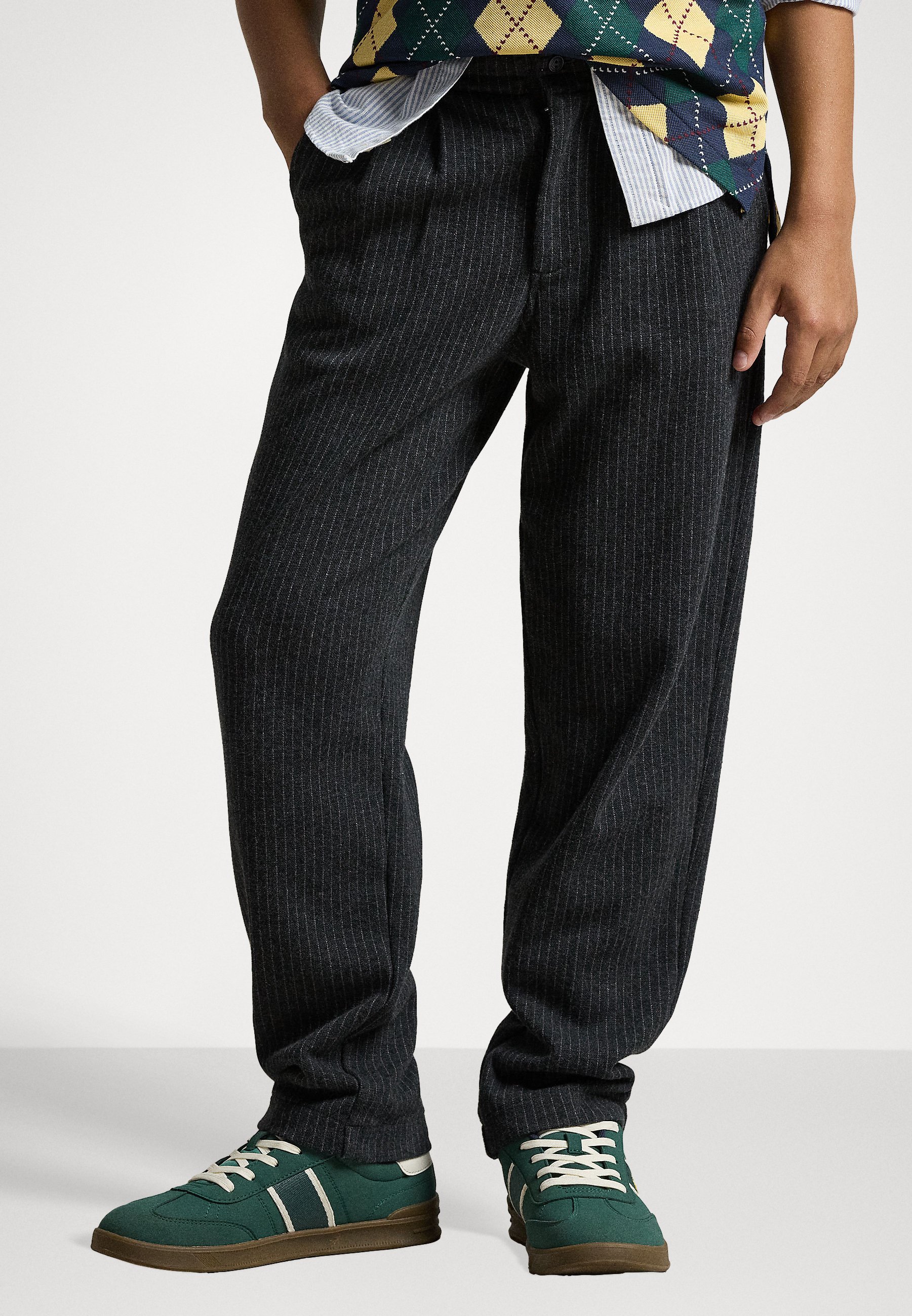 Polo Ralph Lauren CHALK-STRIPE KNIT PANT - Trousers - Blue/black