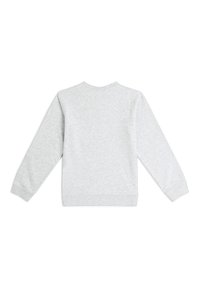 Sudadera gris claro de manga larga, con cuello redondo y puños acanalados, que presenta una textura suave y un diseño minimalista sin logotipos visibles.