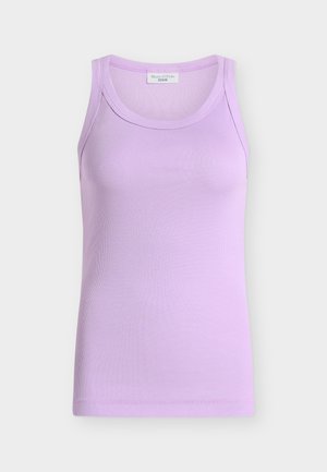 Lila geribd mouwloos tanktop met ronde hals, slim-fit en Marc O’Polo Denim-label aan de binnenkant van de kraag.