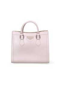 Sac fourre-tout rose clair avec double anses et un logo bien en vue à l'avant, sur fond blanc.